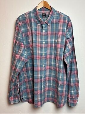 Todd Snyder Men’s Shirt XXL Blue Pink Plaid Long Sleeve Button Down Cotton